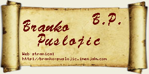 Branko Puslojić vizit kartica